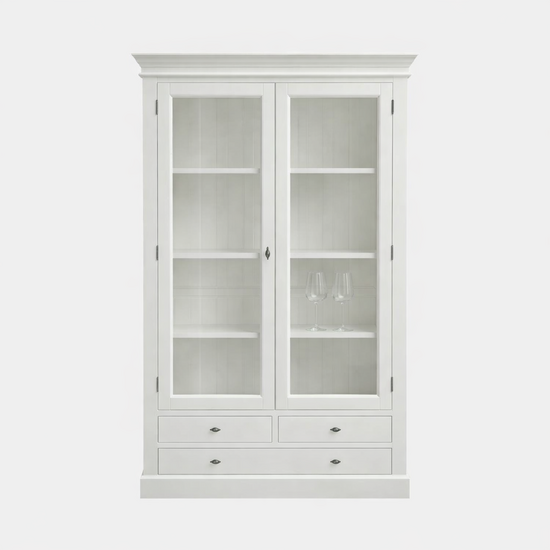 123kast  Vitrinekast Juan les Pins - 110x43x190H cm - 2 scharnierdeuren - 3 soft close lades