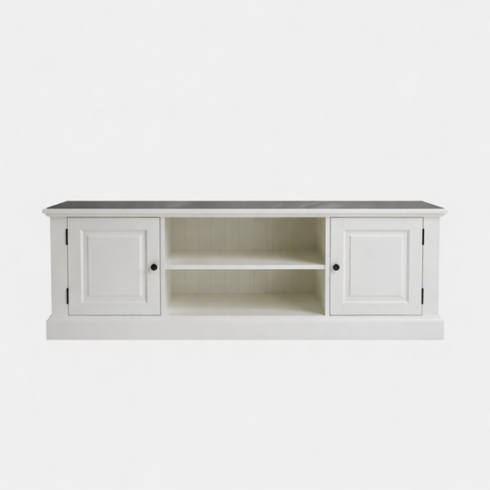 123kast  Tv dressoir miss 08 - 180x46x60H cm - 2 dichte scharnierdeuren - open middenvak - met kabelgat