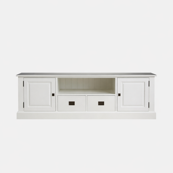 123kast  Tv dressoir Miss 09 - 200x46x60H cm - 2 scharnierdeuren - 2 lades - open vak met kabelgat