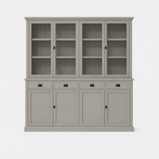 123kast  Buffetkast Tarente 05 - 220x45x220H - 4 vitrinedeuren - 4 soft close lades - 4 dichte deuren