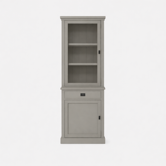 123kast  Vitrinekast Tarente 01 - 70x45x220H - 1 vitrinedeur - 1 soft close lade - 1 dichte deur