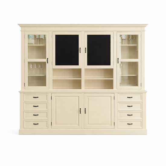 123kast  Buffetkast Le grand cuisine - 258x50x225H cm - 2 krijtborden - 4 deuren - 8 soft close lades - 2 open vakken - 2 lades