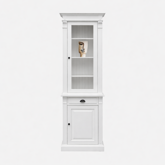 123kast  Vitrinekast Gent - 70x50x240H cm - met vitrinedeur - 1 soft close lade - 1 dichte deur - verstelbare planken