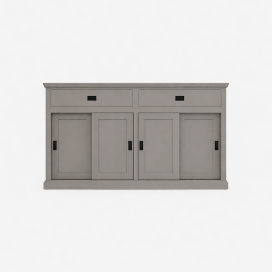 123kast  Dressoir Algarve 04 - 190x46x110H cm - 4  schuifdeuren -  2 soft close lades - strak design - hoog dressoir