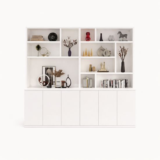 123kast  Vakkenkast Bousies - 300x30/40x240H cm - push to open deuren - 4cm plank dikte