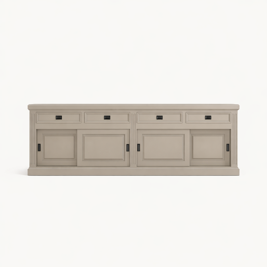 123kast  Dressoir Riviera  - 260x55x90H cm - 4 schuifdeuren - 4 softclose lades - landelijke afwerking