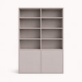 123kast  Vakkenkast Glasgow - 150x40x230H cm - boekenkast - eiken planken - strak design - 2 greeploze push to open deuren