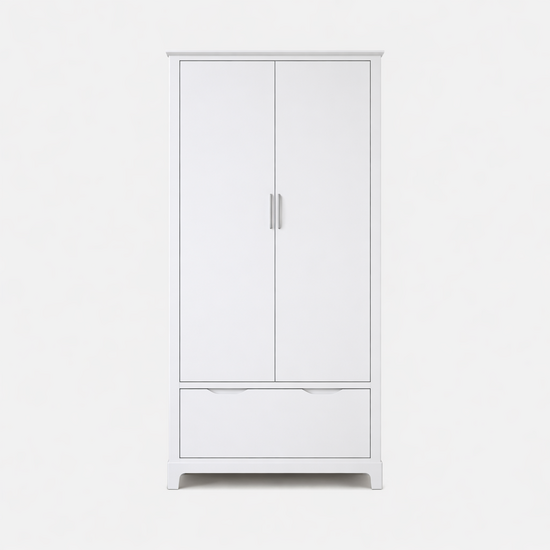 123kast  Kinderkledingkast Slawi - 90x50x180H cm - op pootjes -  2 scharnierdeuren - verstelbare planken en hang gedeelte - 1 soft close lade