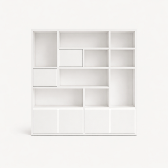 123kast  Vakkenkast Vlore - 250x35x240H cm - push to open deuren - bovenkast 2 deuren - strakke afwerking