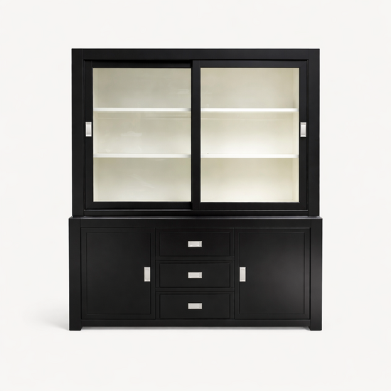 123kast  Buffetkast Hawai - 180x50x220H cm - strak design - 2 schuifdeuren - 3 soft close lades - 2 scharnierdeuren