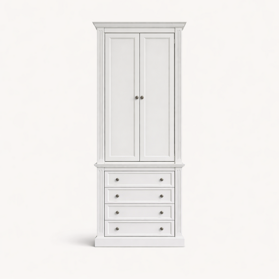 123kast  Boekenkast Royal - 100x43x240H cm - 2 dichte scharnierdeuren - 4 lades - verstelbare planken