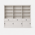 123kast  Boekenkast New York - 300x40x230H cm - strakke boekenkast - 3 soft close lades - 3 schuifdeuren - verstelbare planken