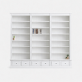 123kast  Boekenkast Classy Library - 300x43x240H cm - 18 verstelbare boekenplanken - 6 lades
