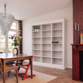 123kast  Boekenkast Queens library - 200x40x240H cm - 15 verstelbare planken - demontabel - strakke landelijke afwerking