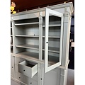 123kast  Showmodel Buffet/Boekenkast Edinburgh - 225x50x210H cm - 2 vitrine deuren - open vak - 2 dichte deuren - 6 soft close lades - verstelbare planken - landelijke afwerking