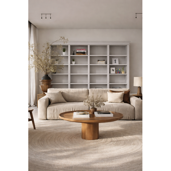 123kast  Boekenkast Queens library - 300x40x240H cm - 20 verstelbare planken - demontabel - strakke landelijke afwerking