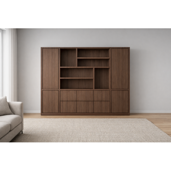 123kast Vakkenkast Yoko - 300x40x220H cm - 5cm frame dikte -melamine afwerking