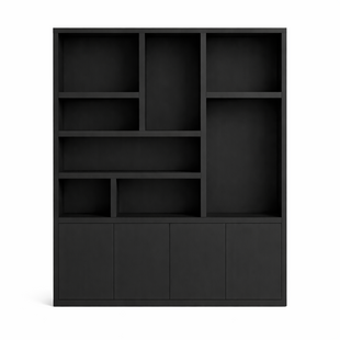 Showmodel vakkenkast Formentera - 200x35x235H cm - RAL 9005 zwart eiken