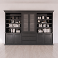 123kast  Boekenkast Amalfi  - 320x40x220H cm - verstelbare planken - vitrinedeuren - 4 push to open deuren - 3 greeploze lades