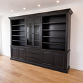 123kast  Boekenkast Amalfi  - 320x40x220H cm - verstelbare planken - vitrinedeuren - 4 push to open deuren - 3 greeploze lades