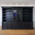 123kast  Boekenkast Amalfi  - 320x40x220H cm - verstelbare planken - vitrinedeuren - 4 push to open deuren - 3 greeploze lades