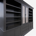 123kast  Boekenkast Amalfi  - 320x40x220H cm - verstelbare planken - vitrinedeuren - 4 push to open deuren - 3 greeploze lades
