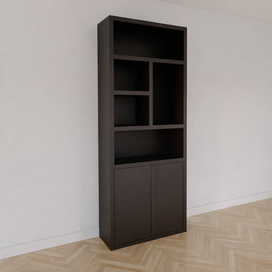 123kast  Vakkenkast Mendoza 01 - 90x35x220H cm - 2 push to open deuren - 5 open vakken