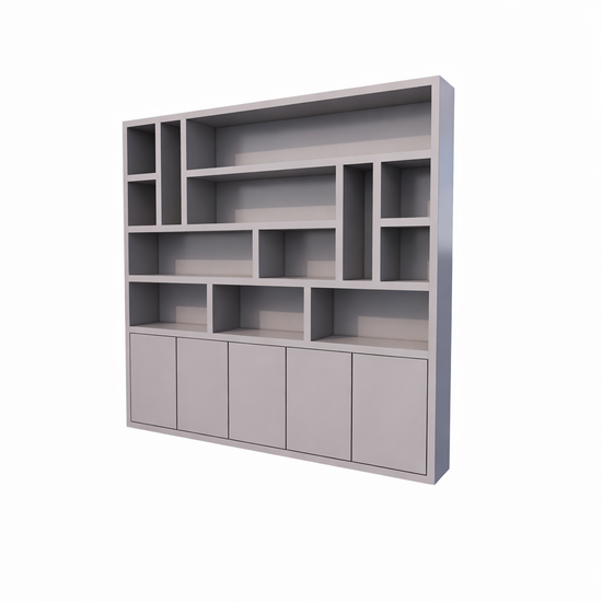 123kast  Vakkenkast Las Vegas - 250x35x240H cm - open vakken - strak design - 5 greeploze deuren