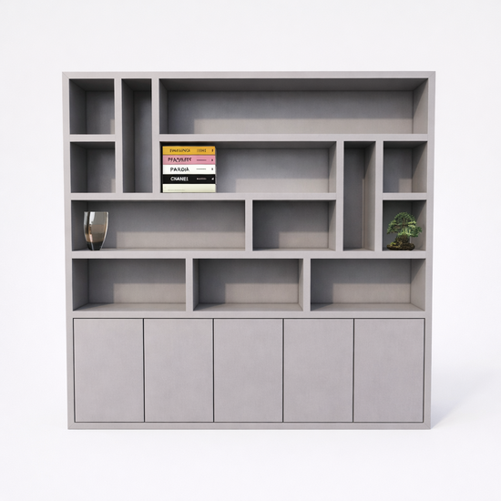 123kast  Vakkenkast Las Vegas - 250x35x240H cm - open vakken - strak design - 5 greeploze deuren