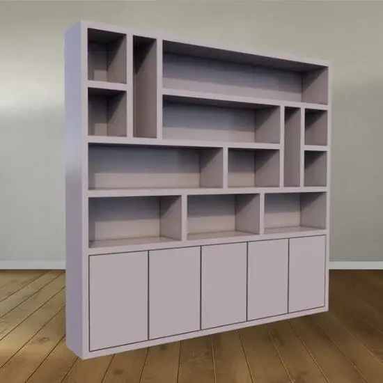 123kast  Vakkenkast Las Vegas - 250x35x240H cm - open vakken - strak design - 5 greeploze deuren