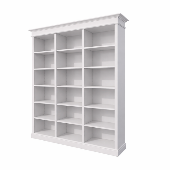 123kast  Boekenkast Queens library - 200x40x240H cm - 15 verstelbare planken - demontabel - strakke landelijke afwerking