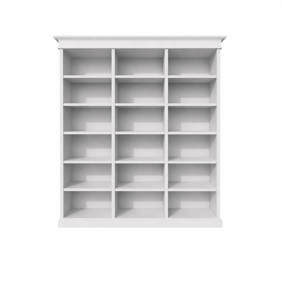 123kast  Boekenkast Queens library - 200x40x240H cm - 15 verstelbare planken - demontabel - strakke landelijke afwerking