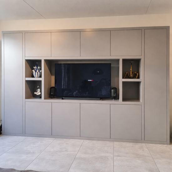 123kast  TV vakkenkast Bali - 350x40x210H cm - 10 push to open deuren - 5 open vakken