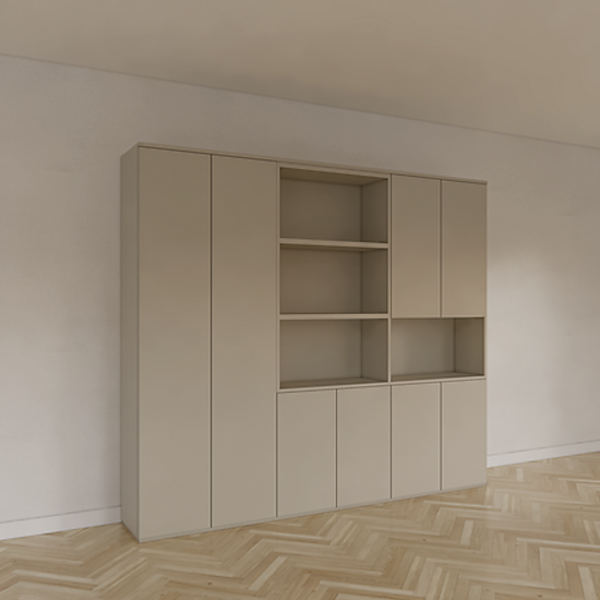 123kast  Vakkenkast Colima - 240x40x210H cm - 8 push to open deuren - 3cm plank dikte