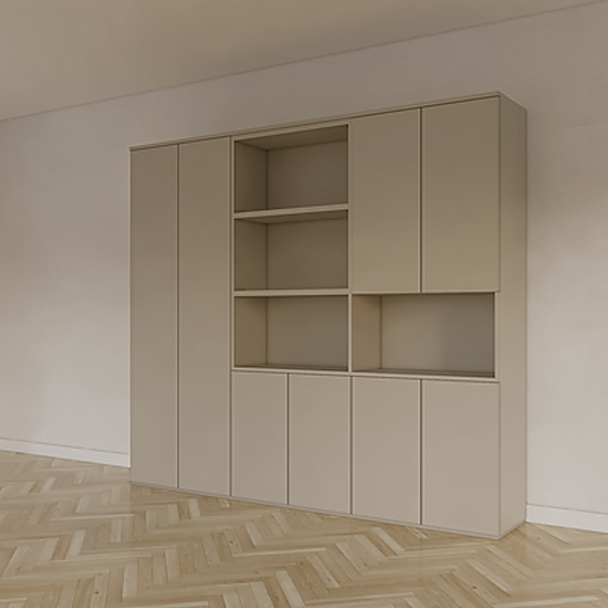 123kast  Vakkenkast Colima - 240x40x210H cm - 8 push to open deuren - 3cm plank dikte