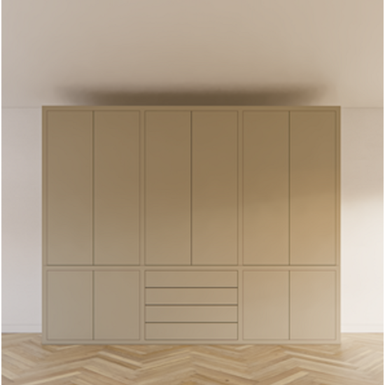 123kast  Kleding Bermuda - 300x60x240H cm - 4 push to open lades - push to open deuren - strakke afwerking