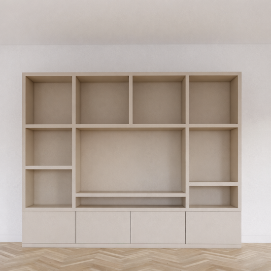 123kast  Tv vakkenkast Jose - 300x40x240H cm - 4 push to open deurtjes