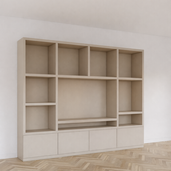 123kast  Tv vakkenkast Jose - 300x40x240H cm - 4 push to open deurtjes