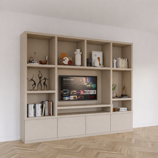 123kast  Cinewall Jose - 300x40x240H cm - 4 push to open deurtjes