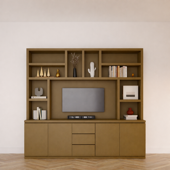 123kast  Tv vakkenkast Sineu 02 - 250x30/50x240H cm - push to open deuren - soft colse lades - open vakken - strakke afwerking