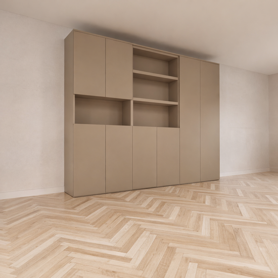 123kast  Vakkenkast Huete - 300x40x240H cm - push to open deuren - 4 open vakken