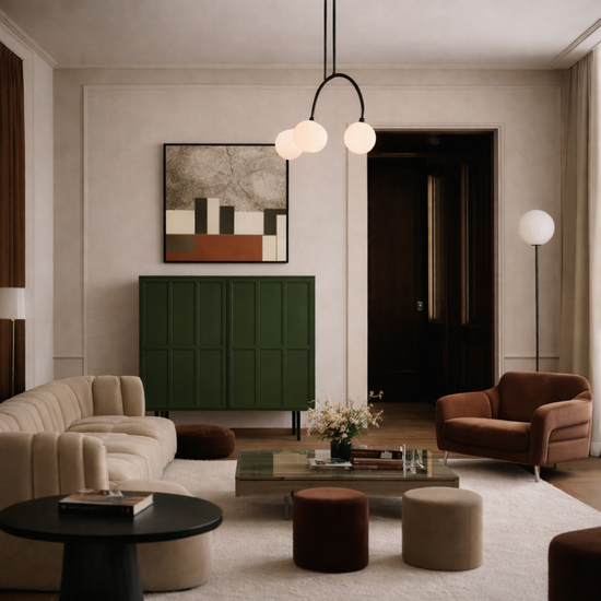 123kast  Opbergkast - Kanpa - 100x40x110H cm - 2 push to open deurtjes - op zwarte stalen pootjes