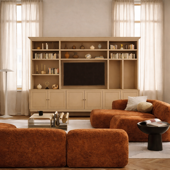 123kast  Tv vakkenkast Nara - 320x45/35x240H cm - 11 open vakken - 6 deurtjes