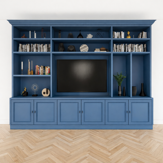 123kast  Cinewall Nara - 320x45/35x240H cm - 11 open vakken - 6 deurtjes  - Copy