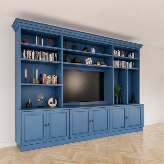 123kast  Cinewall Nara - 320x45/35x240H cm - 11 open vakken - 6 deurtjes  - Copy