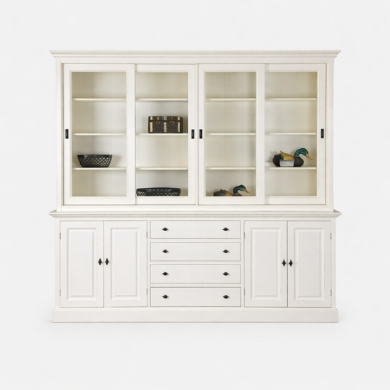 123kast  Buffetkast Gare du Nord - 240x45x220H cm - 4 vitrine schuifdeuren - 4 dichte scharnierdeuren - 4 soft close lades