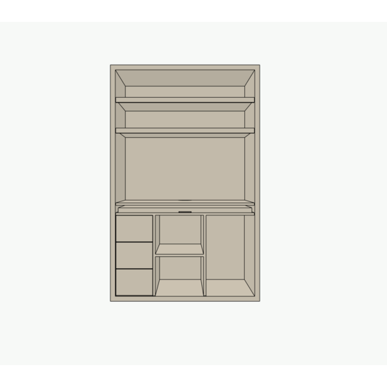 123kast Computerkast Roma 02 - 120x60x190H cm - uitschuifblad - 2 dichte scharnierdeuren - verstelbare bovenplanken - strakke afwerking