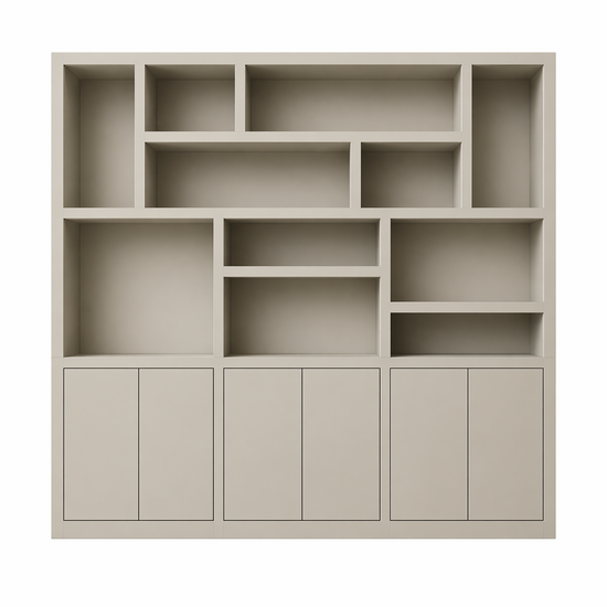 123kast Vakkenkast Tulum - 300x40x240H cm - plank dikte 5cm - push to open deuren - strakke afwerking