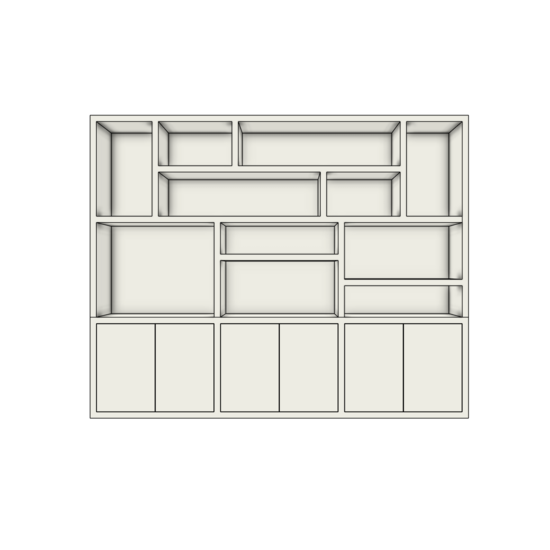 123kast Vakkenkast Tulum - 300x40x240H cm - plank dikte 5cm - push to open deuren - strakke afwerking