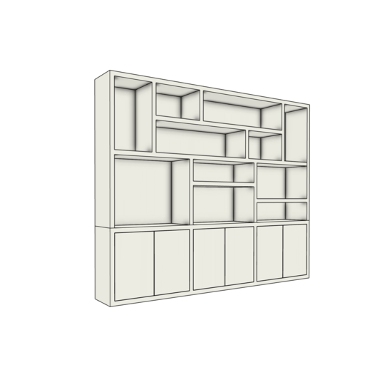 123kast Vakkenkast Tulum - 300x40x240H cm - plank dikte 5cm - push to open deuren - strakke afwerking